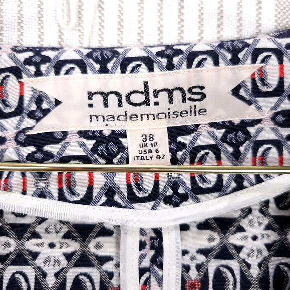 MDMS‎ M-Conzept Blazer Medium Navy Blue Geometric Pattern Office Twee Cute - Picture 6 of 12